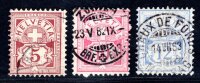 SCHWEIZ 1882 46-48 gestempelt WEISSES PAPIER +...