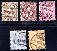 SCHWEIZ 1882 45-49 gestempelt SATZ WEISSES PAPIER (H0891