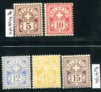 SCHWEIZ 1882 52,54-57X * GUTES WASSERZEICHEN mit 56Xb...