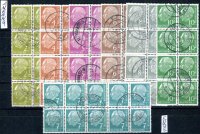 BUND 1954 177-183 gestempelt 8-er BLOCKS HEUSS SUPERBE...