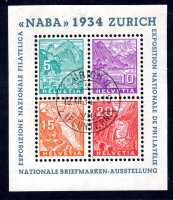 SCHWEIZ 1934 BLOCK1 gestempelt ORTSSTEMPEL geprüft...