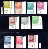 BUND 1954 177-186 ** POSTFRISCH ECKRAND rechts UNTEN 186...