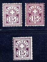 SCHWEIZ 1882 57Y * per 3 in FARBNUANCEN (57Ya-c? ) (M4447