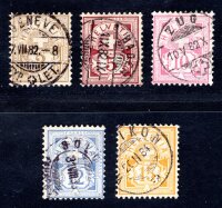 SCHWEIZ 1882 45-49 gestempelt SATZ WEISSES PAPIER teils...
