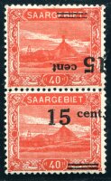 SAAR 1921 73ANK IV * SELTENES KEHRDRUCKPAAR signiert BRUN...